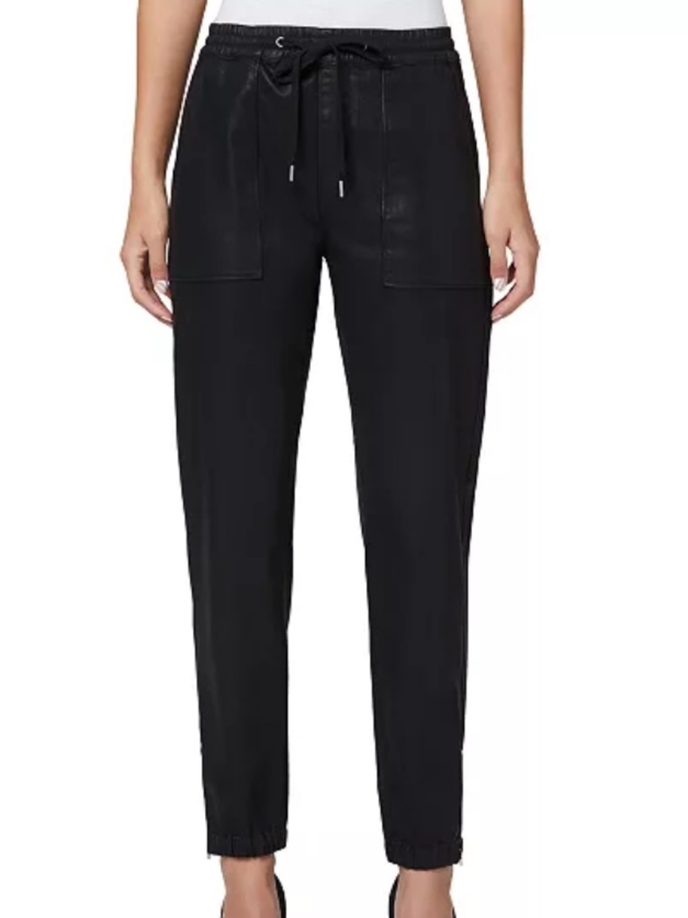 Hudson Los Angeles Black Wax Coated Utility Joggers, Size S/P
